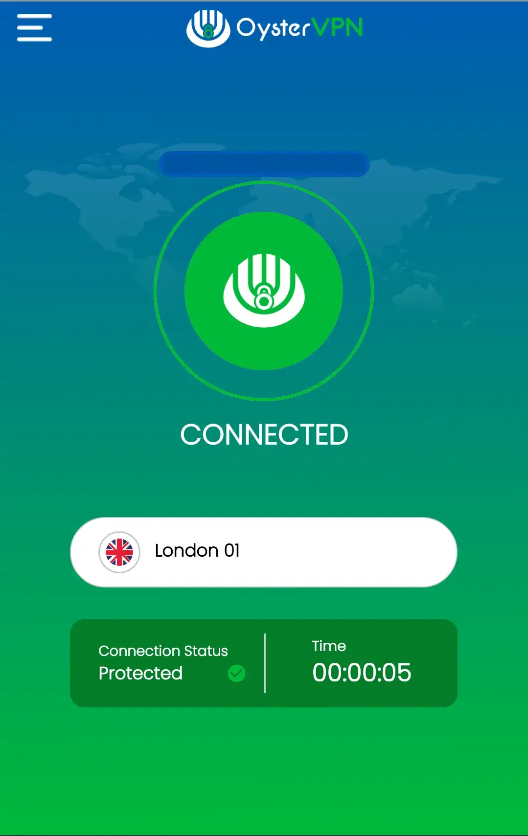 OysterVPN Android App Connected