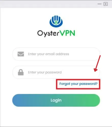 OysterVPN Forgot Password Windows App